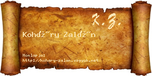 Koháry Zalán névjegykártya
