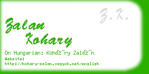 zalan kohary business card